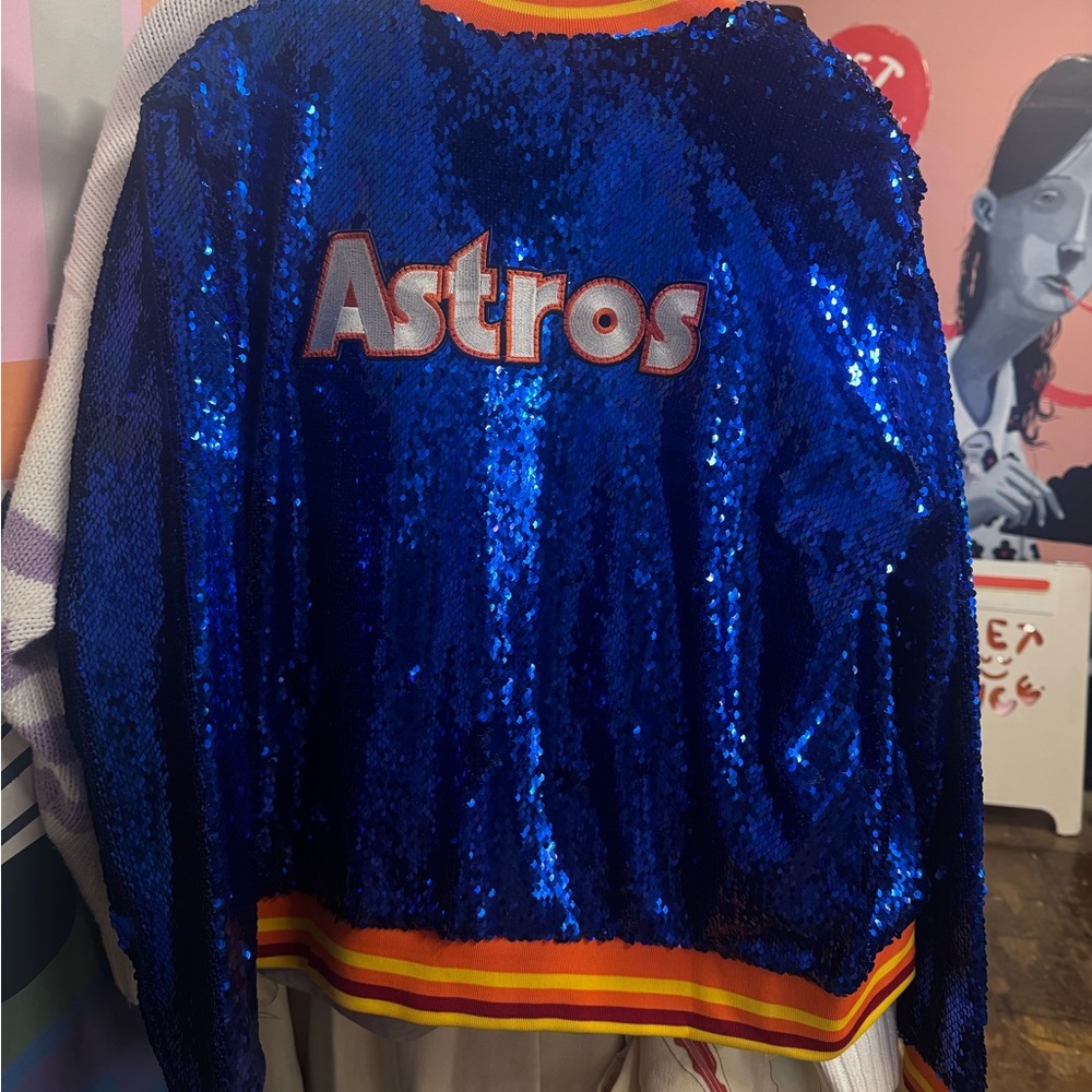 MLB Blue Sequin Bomber Jacket
